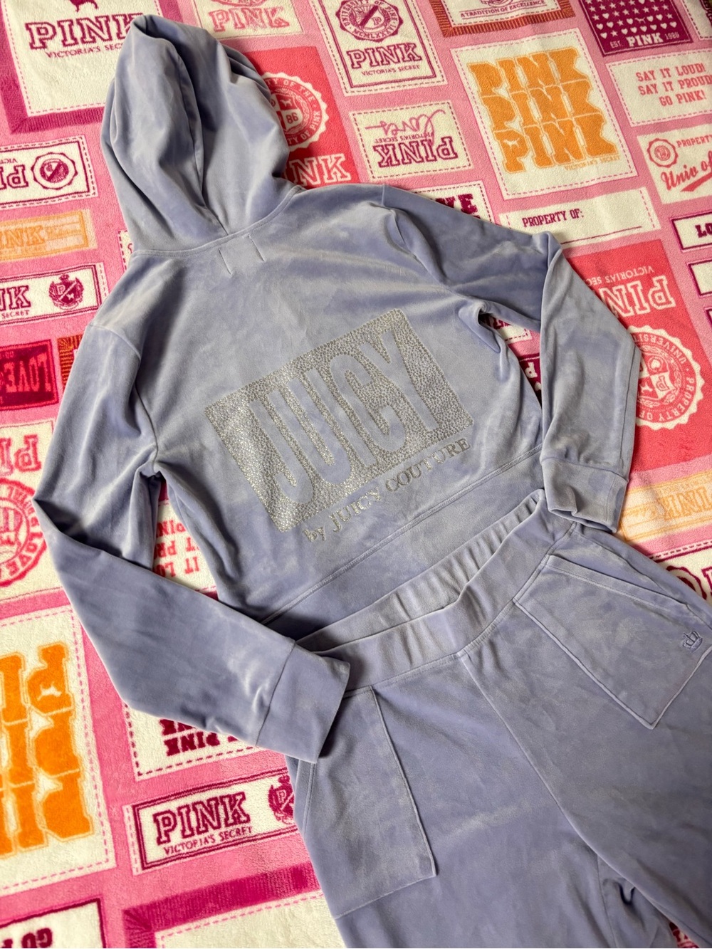 Juicy Couture Lavender Velour Hoodie & pant Set!